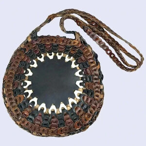Vintage Leather Woven Shoulder Bag